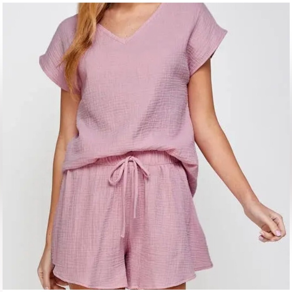 Vanilla Monkey Cotton Gauze Lounge Top and Shorts Set